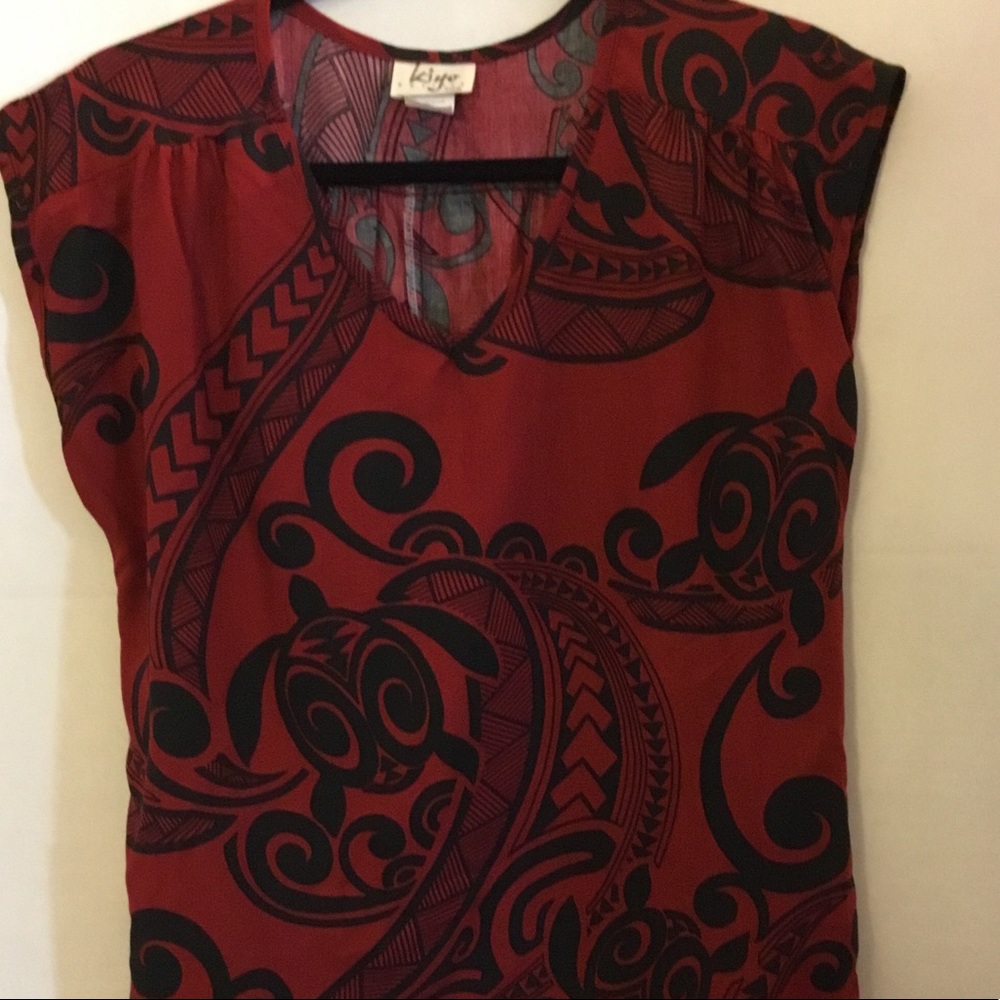 Kiyo Petites Honu sleeveless Hawaii Rayon Blouse